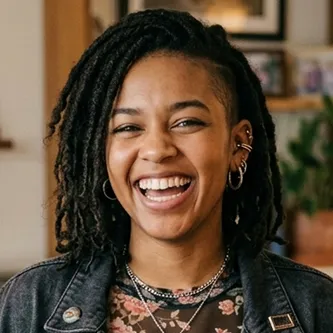 A happy customer, young african american woman