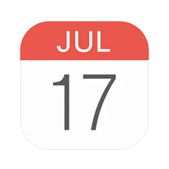 Red and white Calendar icon set to June 17th